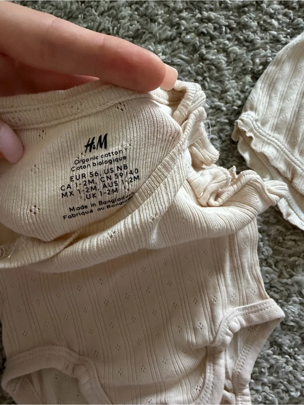 H&M Cream Ribbed Baby Bodysuit with Matching Shorts